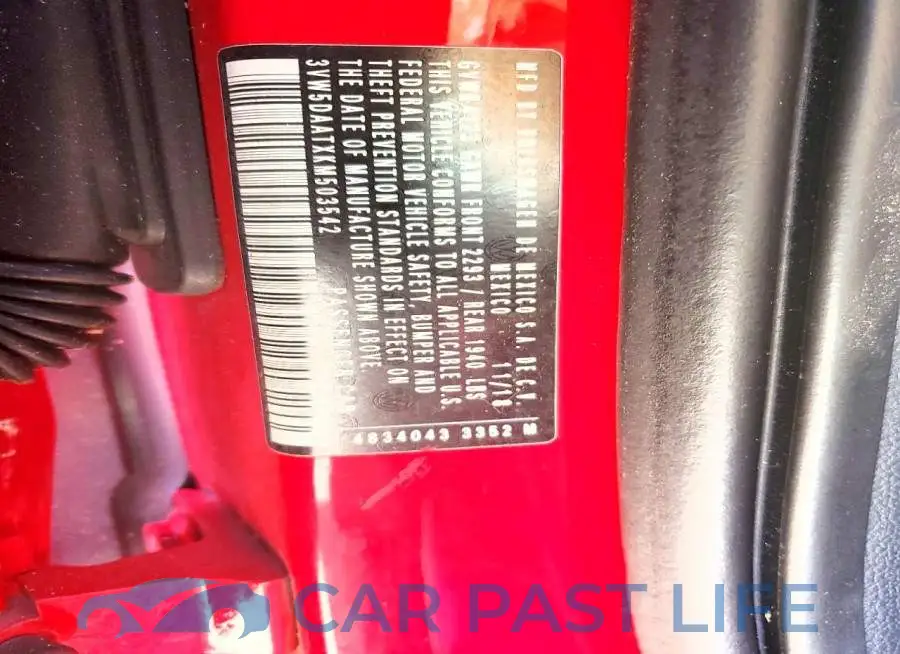 3VW5DAATXKM503542# 13