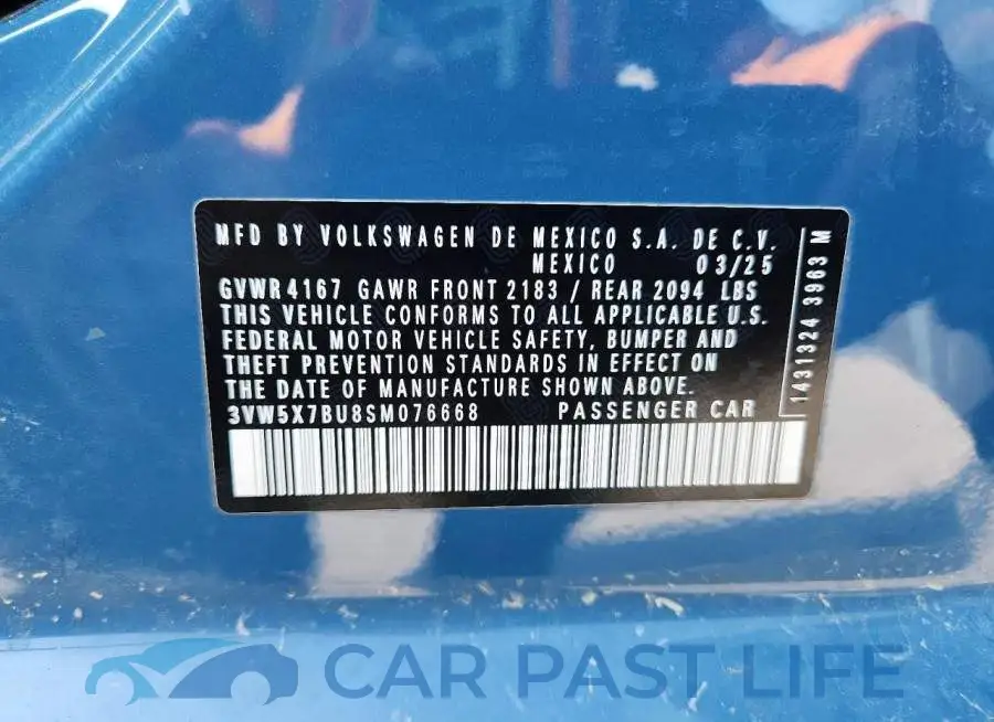 3VW5X7BU8SM076668# 12