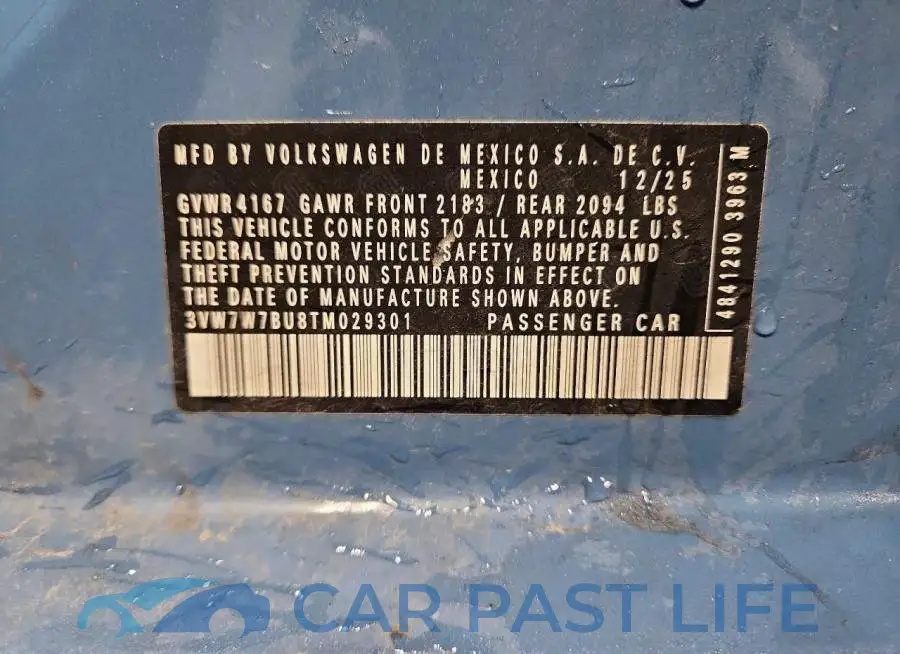 3VW7W7BU8TM029301# 13