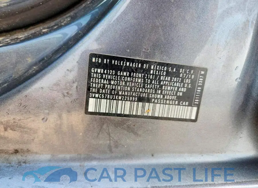 3VWC57BU3KM225999# 12