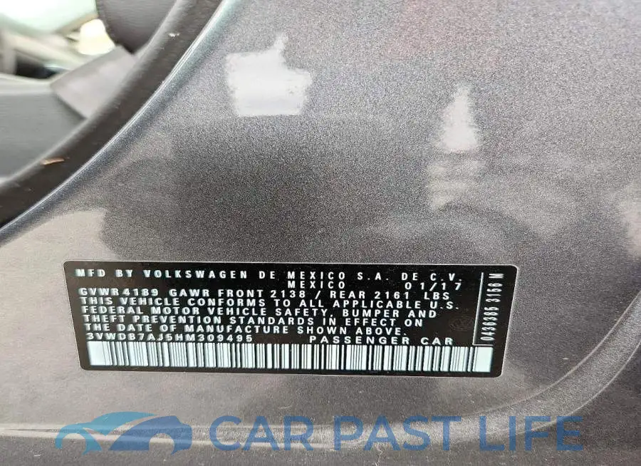 3VWDB7AJ5HM309495# 13
