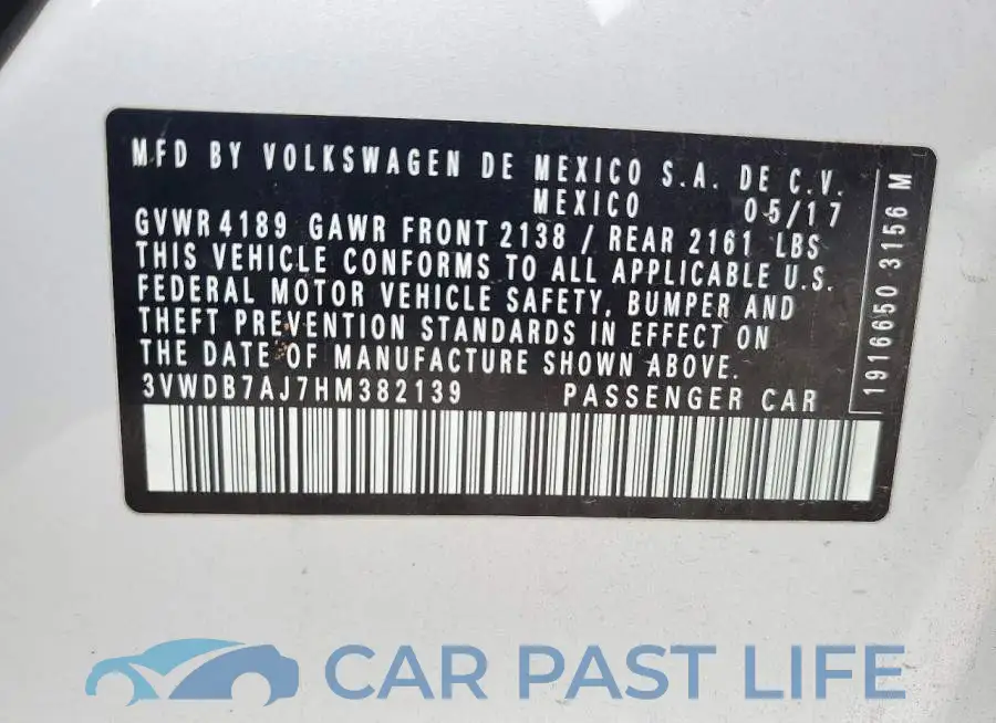 3VWDB7AJ7HM382139# 12