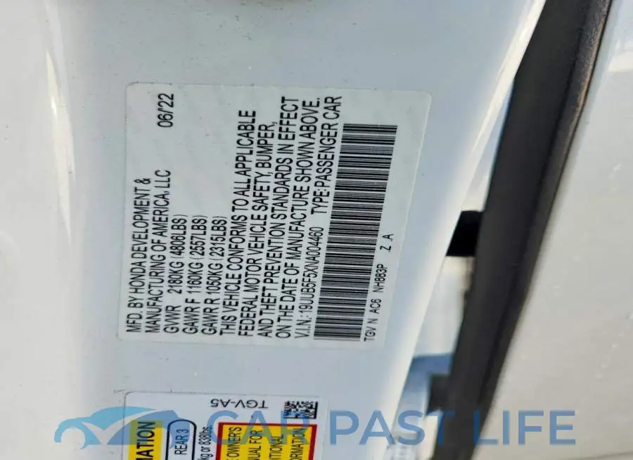 19UUB5F5XNA004460# 13