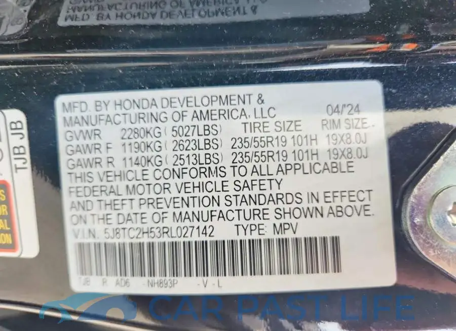 5J8TC2H53RL027142# 13