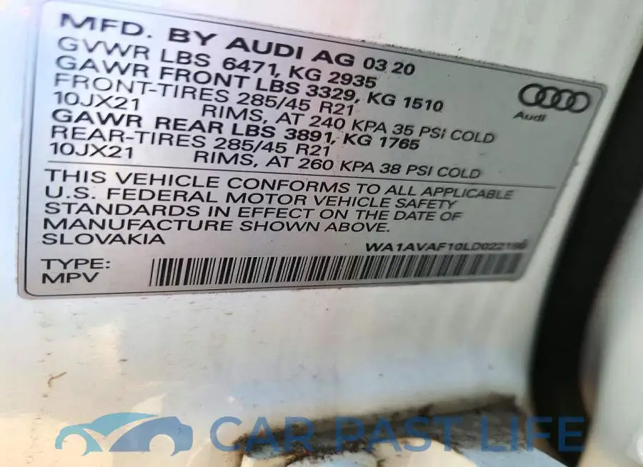 WA1AVAF10LD022180# 13