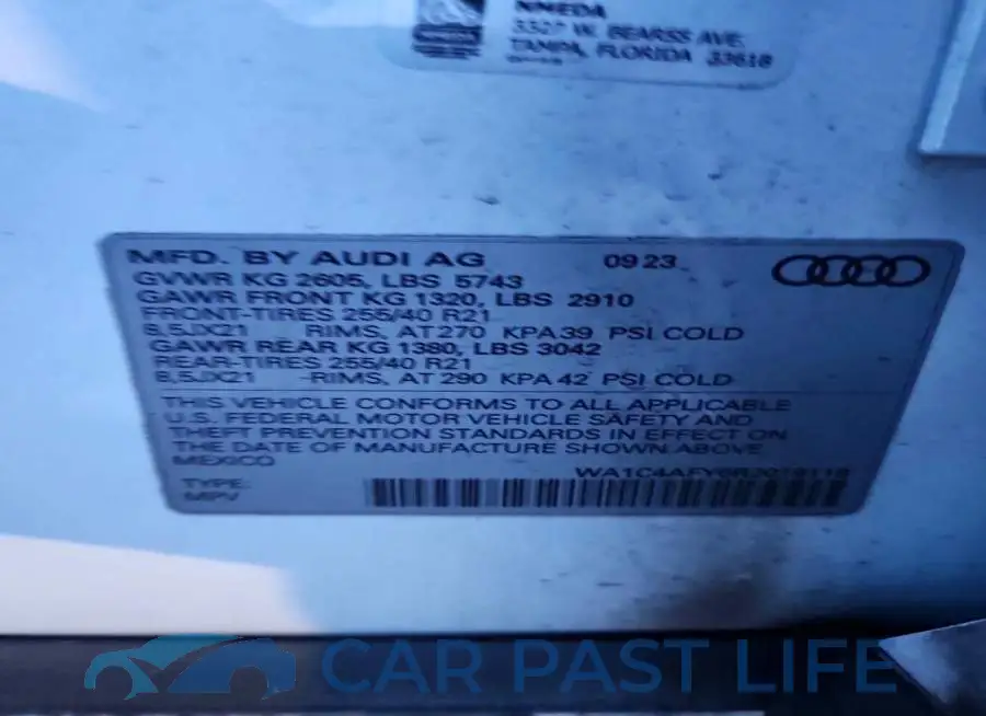 WA1C4AFY6R2019118# 12