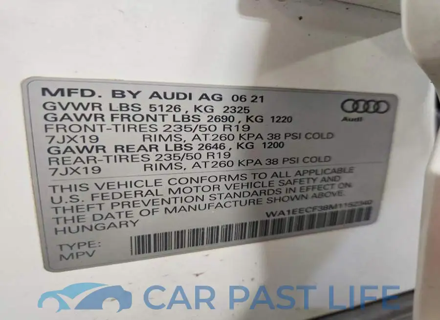WA1EECF38M1152340# 12