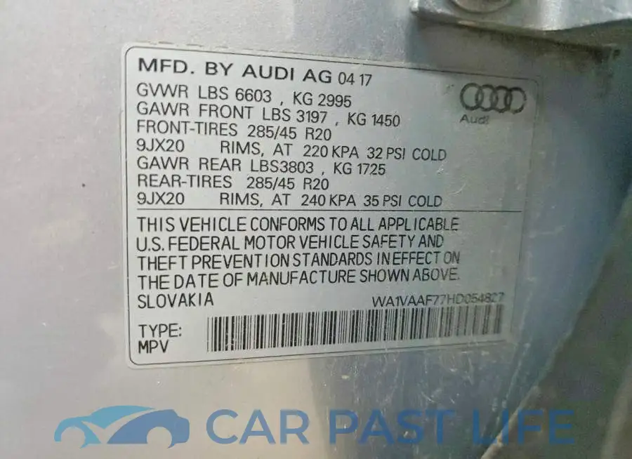 WA1VAAF77HD054827# 13