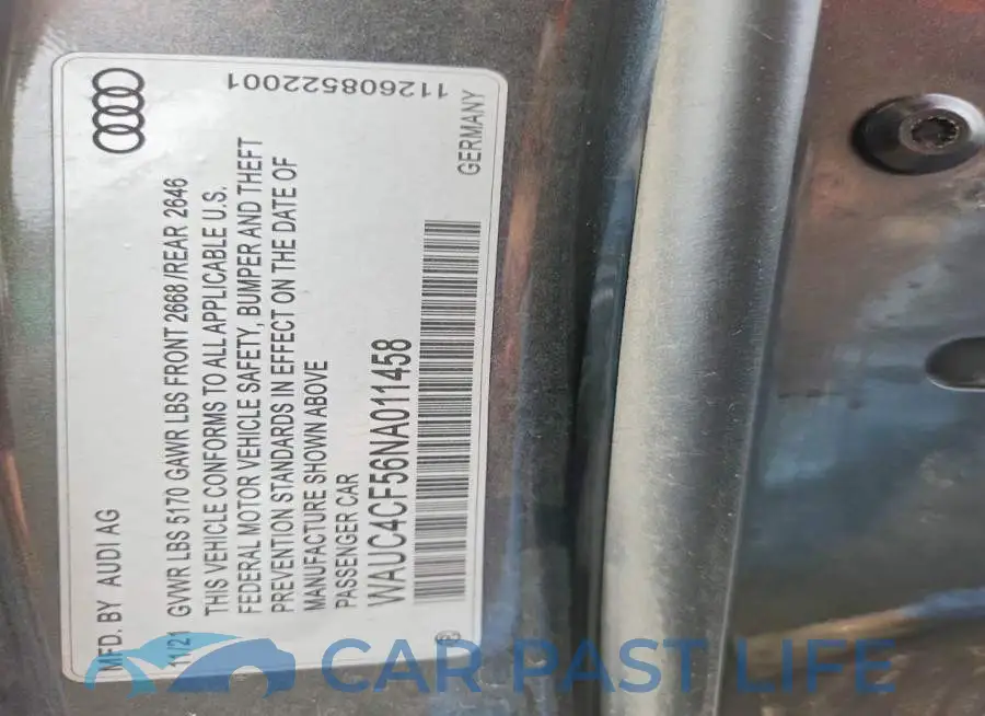 WAUC4CF56NA011458# 12