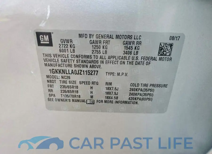 1GKKNLLA0JZ115277# 13