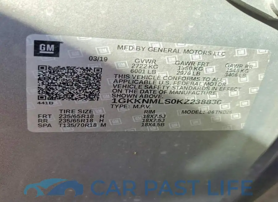 1GKKNMLS0KZ238836# 13