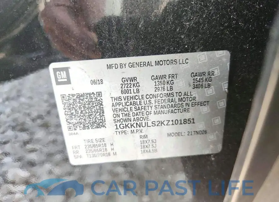 1GKKNULS2KZ101851# 13