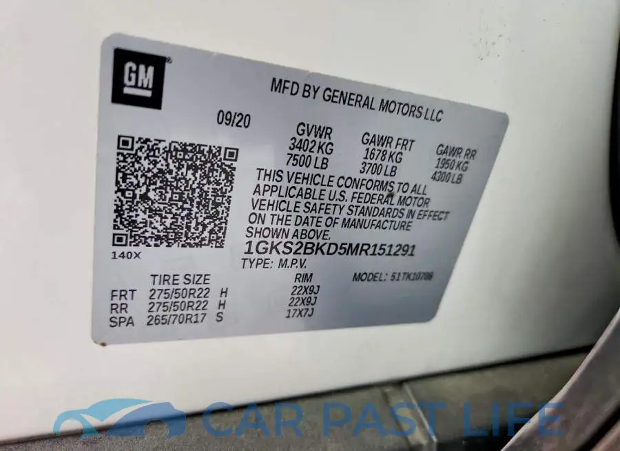 1GKS2BKD5MR151291# 12