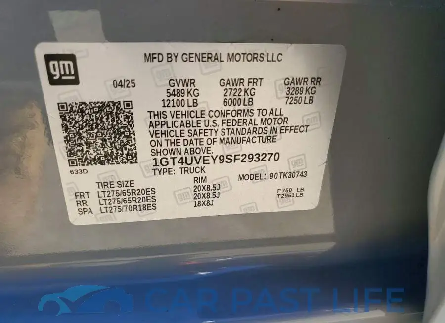 1GT4UVEY9SF293270# 12