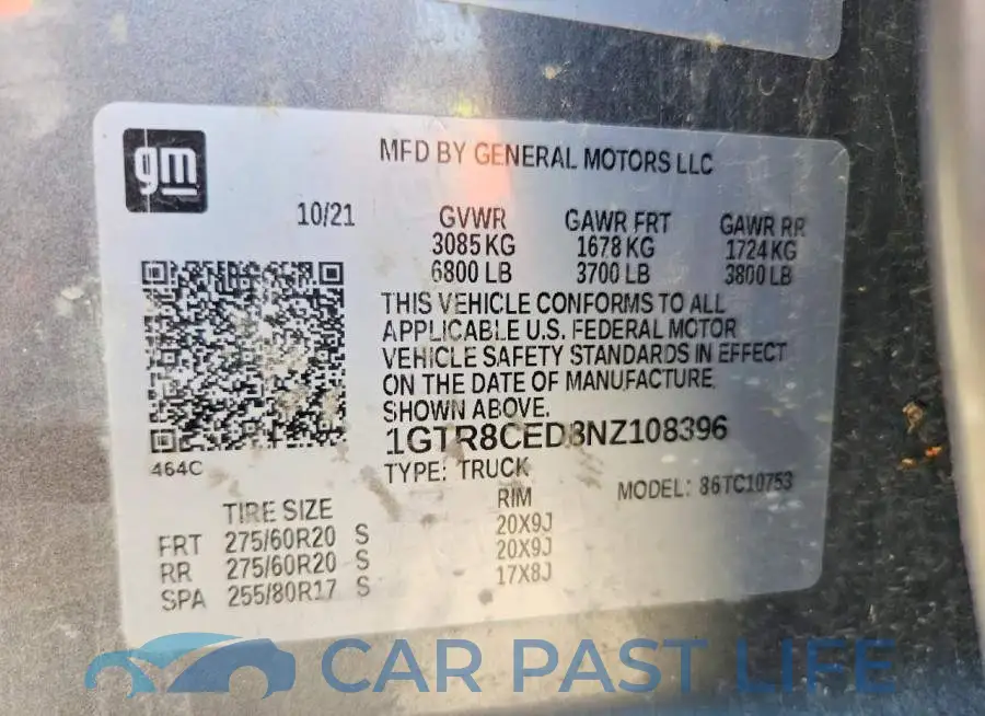 1GTR8CED8NZ108396# 12