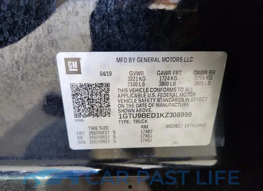 1GTU9BED1KZ308999# 13