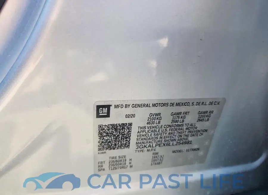 3GKALPEX6LL254981# 13