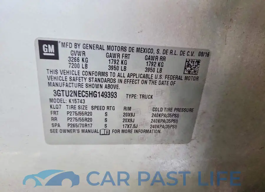 3GTU2NEC5HG149393# 12
