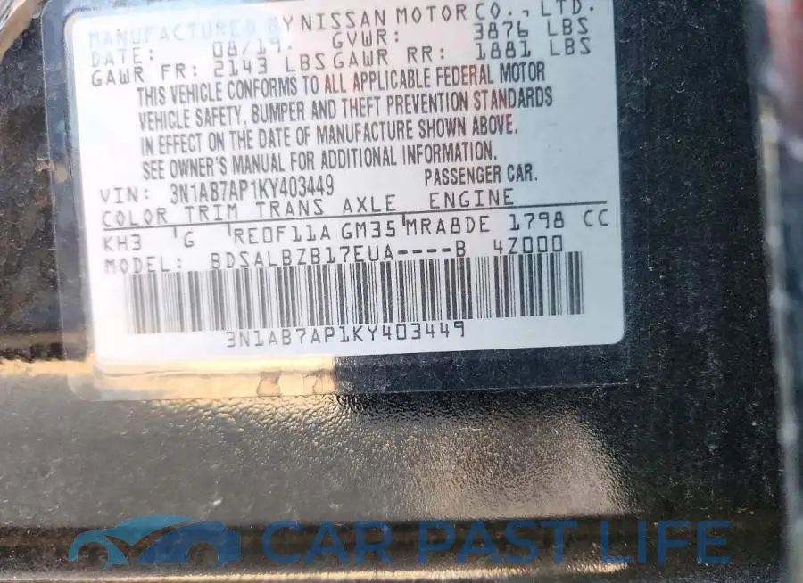 3N1AB7AP1KY403449# 12