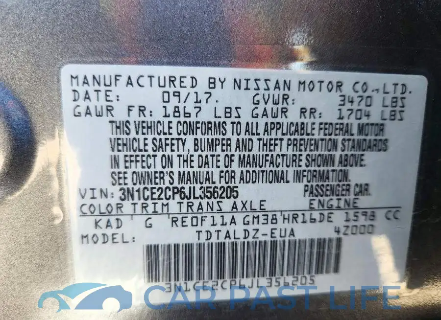 3N1CE2CP6JL356205# 12