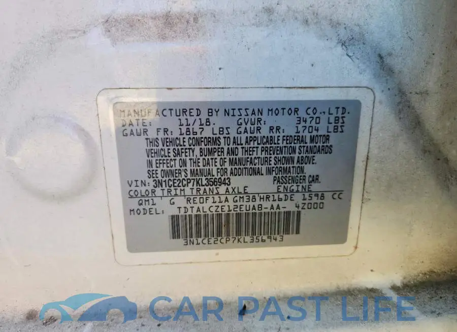 3N1CE2CP7KL356943# 12