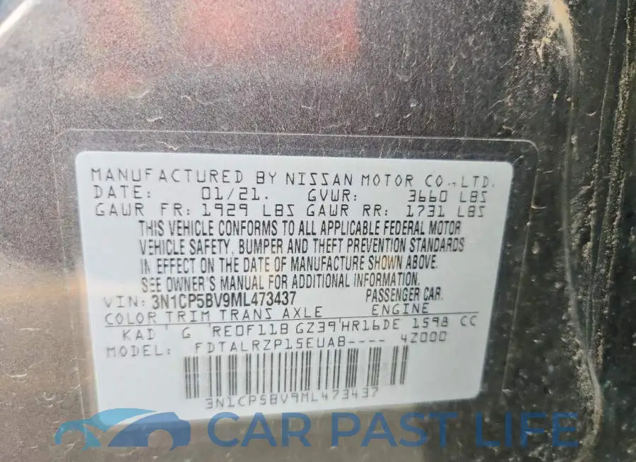 3N1CP5BV9ML473437# 12