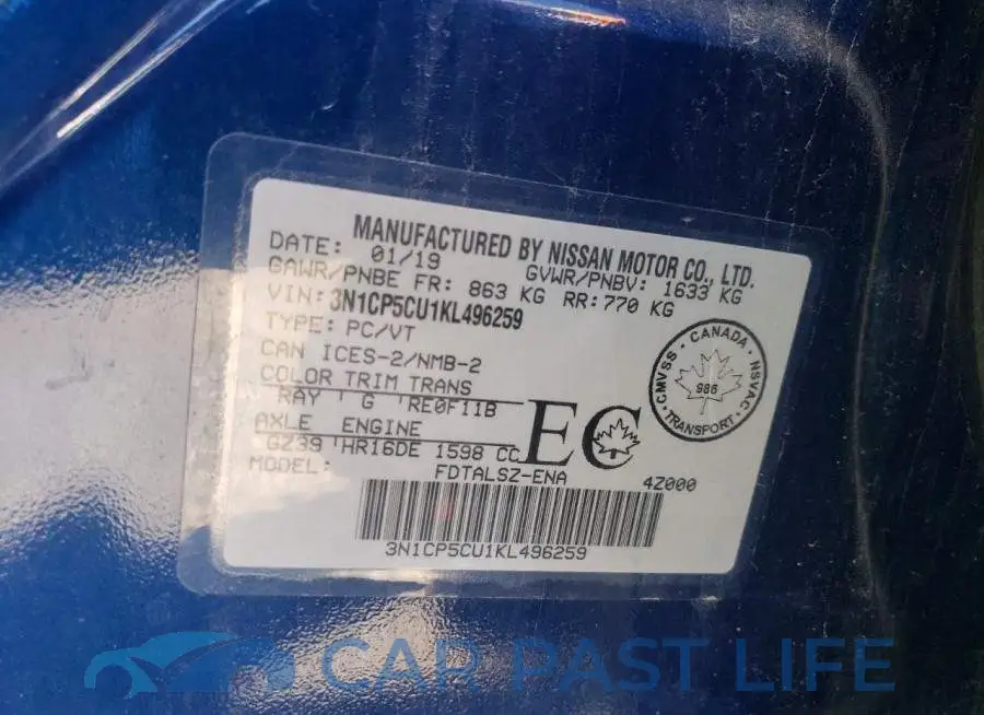 3N1CP5CU1KL496259# 12