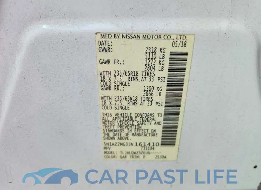 5N1AZ2MG3JN161410# 13