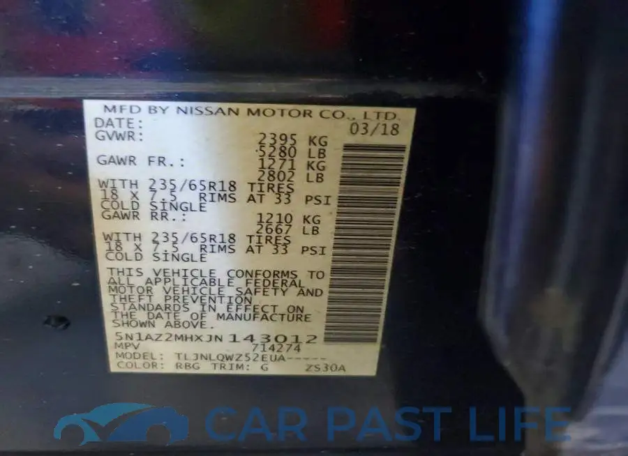 5N1AZ2MHXJN143012# 13