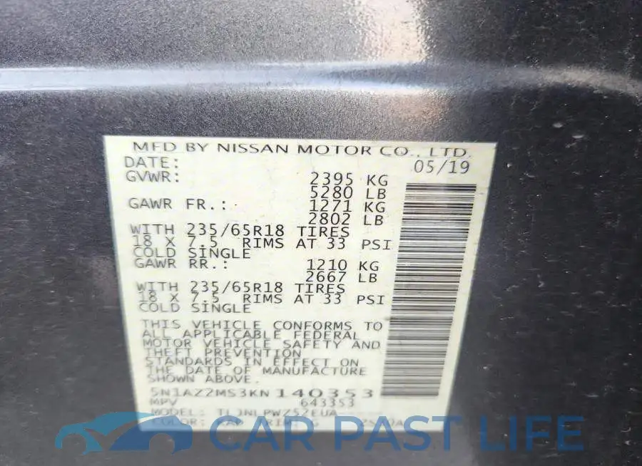 5N1AZ2MS3KN140353# 13