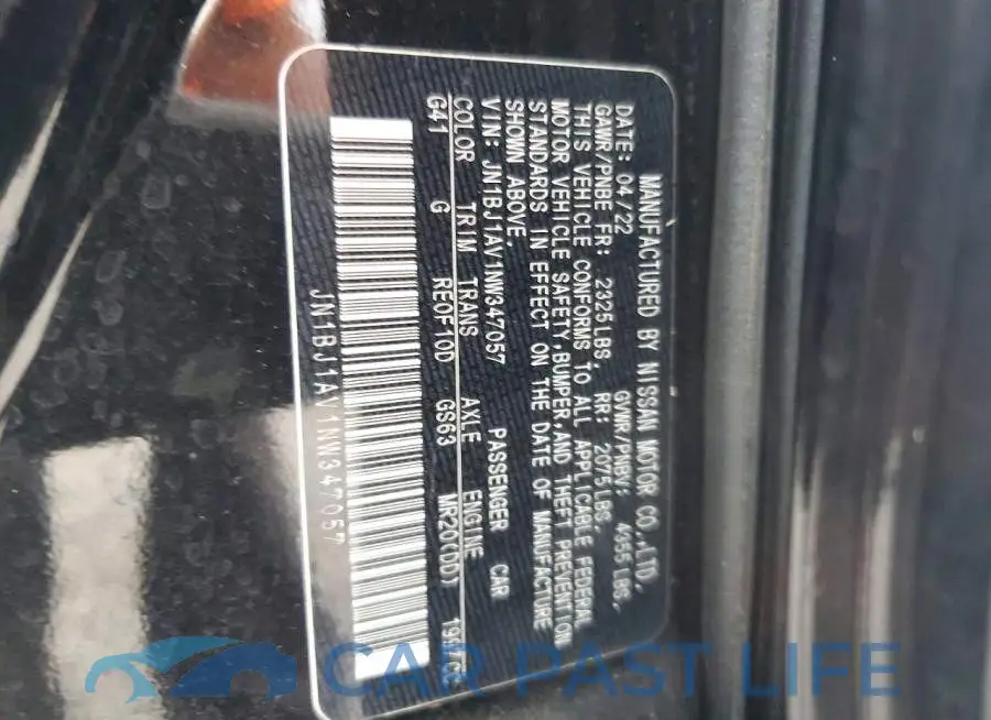 JN1BJ1AV1NW347057# 13