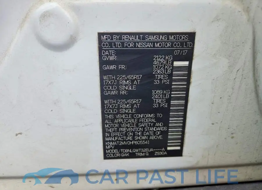 KNMAT2MV0HP605541# 12