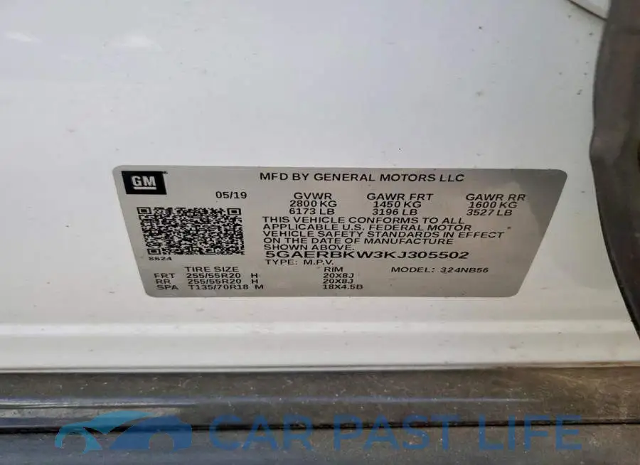 5GAERBKW3KJ305502# 13