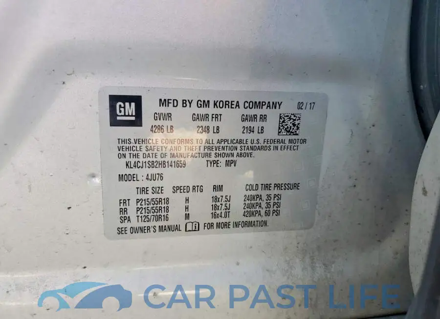 KL4CJ1SB2HB141659# 14
