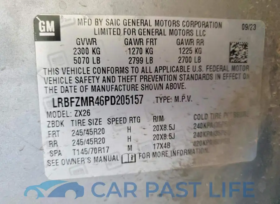 LRBFZMR46PD205157# 14