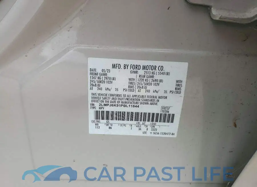 2LMPJ6K91PBL11844# 13