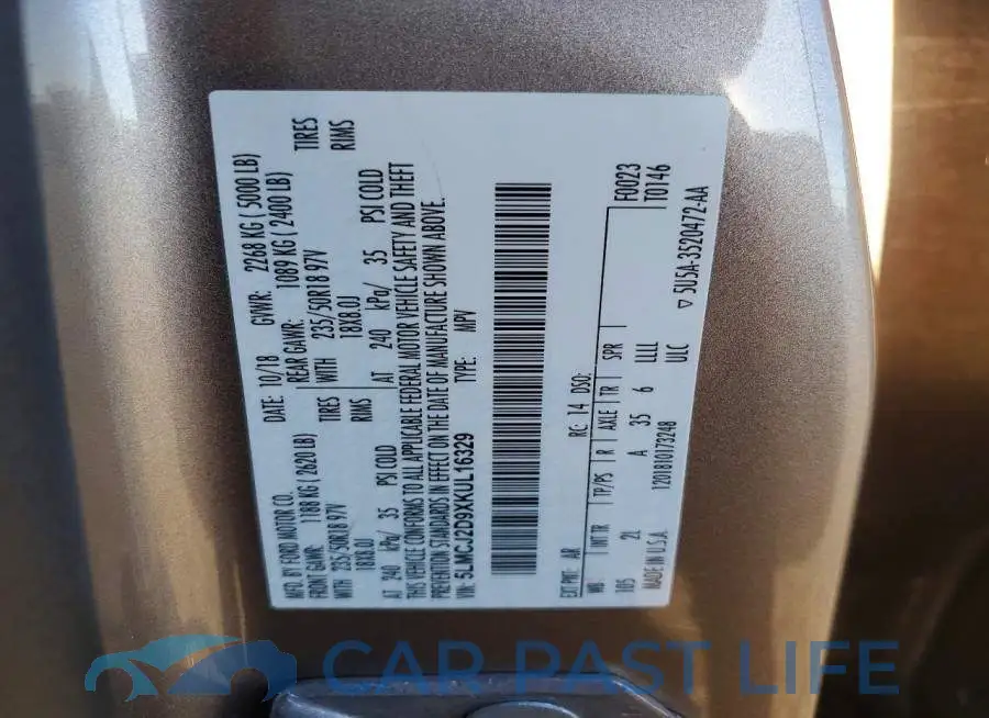 5LMCJ2D9XKUL16329# 13