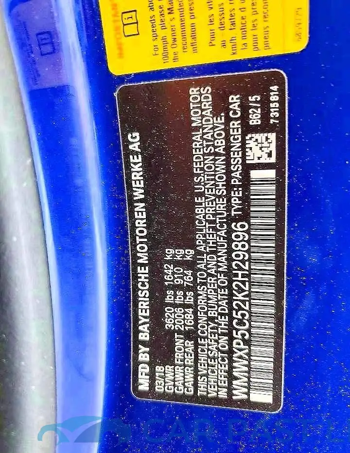 WMWXP5C52K2H29896# 12