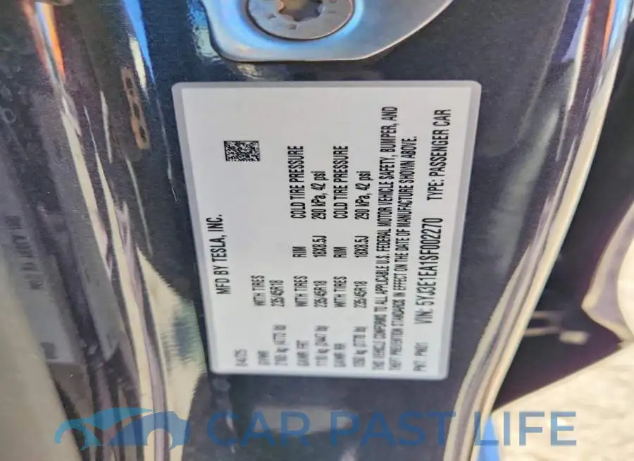 5YJ3E1EA1SF002270# 12