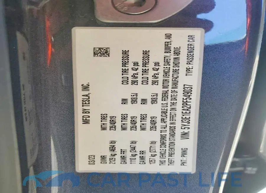 5YJ3E1EA2PF549037# 12