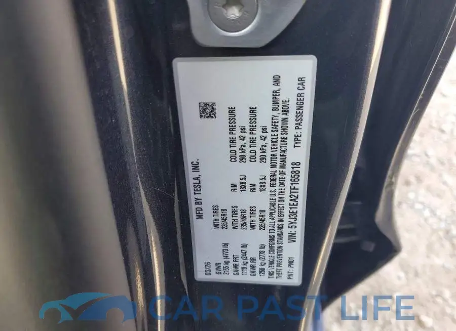 5YJ3E1EA2TF165818# 12