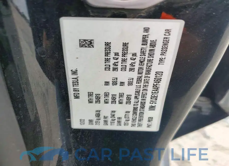 5YJ3E1EA4PF460120# 12