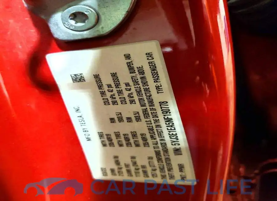 5YJ3E1EA5NF190778# 13