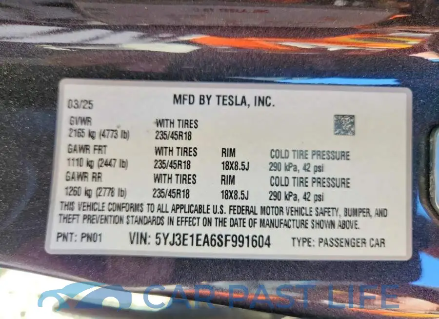 5YJ3E1EA6SF991604# 13