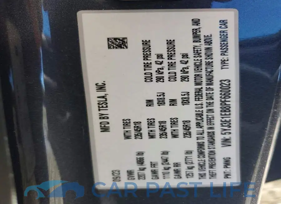 5YJ3E1EB8PF660023# 12
