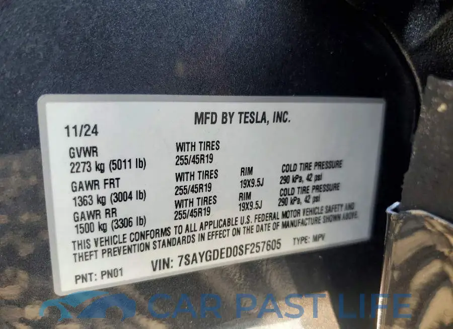 7SAYGDED0SF257605# 12