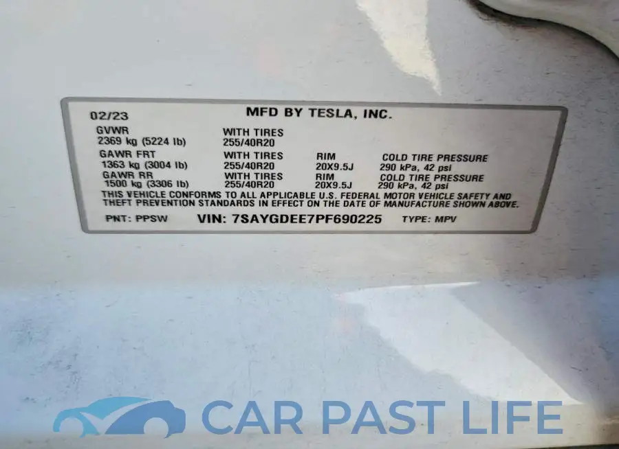 7SAYGDEE7PF690225# 12