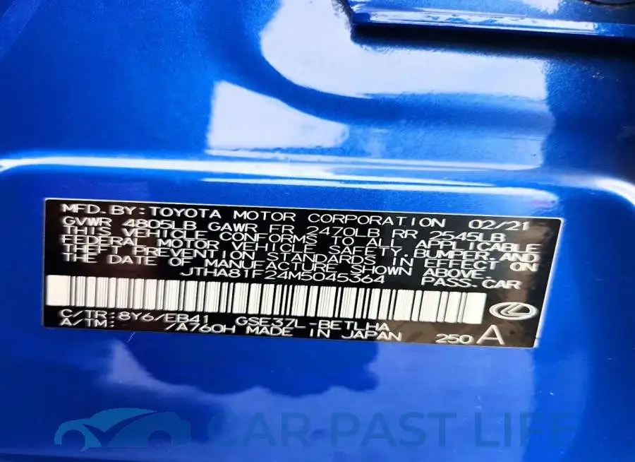 JTHA81F24M5045364# 12