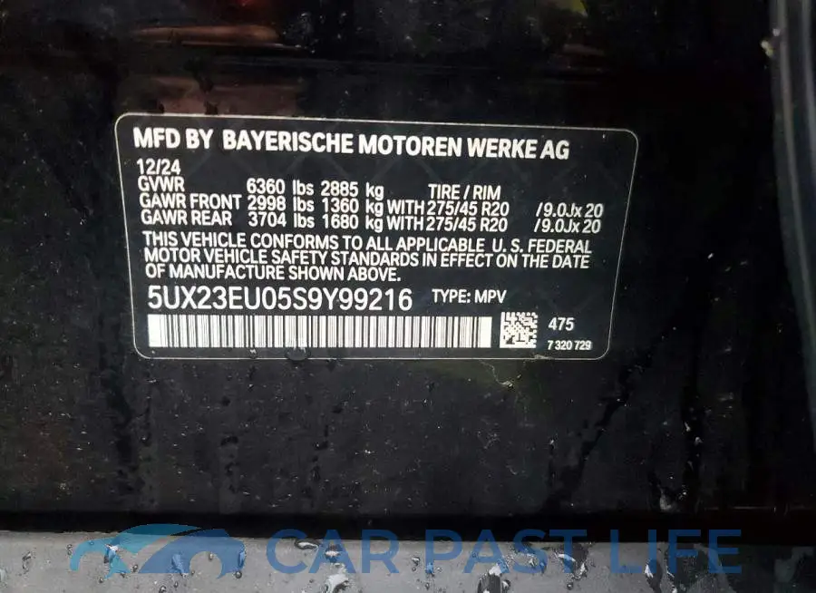5UX23EU05S9Y99216# 13