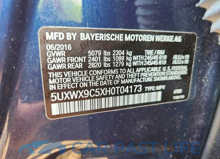 5UXWX9C5XH0T04173# 13